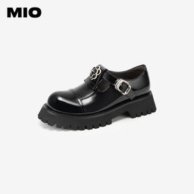 MIO米奥秋季中跟单鞋复古山茶花显高厚底时髦玛丽珍鞋女鞋M244514467