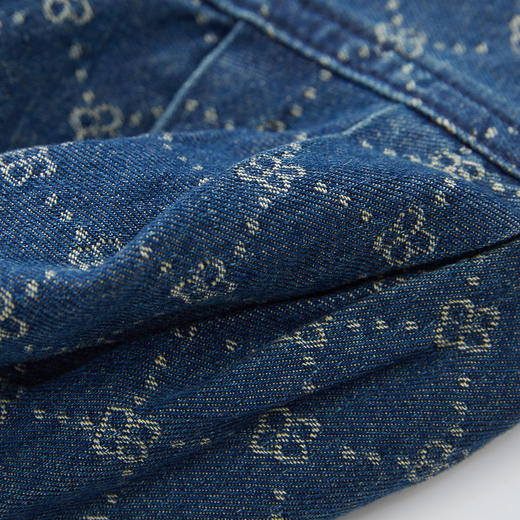 谜底短款上衣短袖女2024夏款复古风牛仔提花单排扣外套247MW5019 商品图3