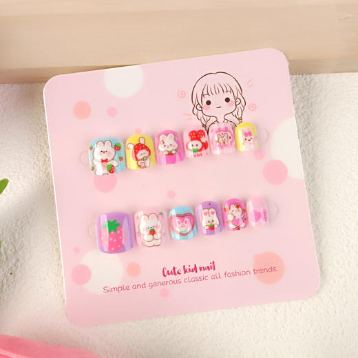 【9.9抢12片！多巴胺可爱美甲贴】随贴随卸，果冻胶款儿童穿戴甲美甲12片系列指甲贴片卡通甲片 商品图9