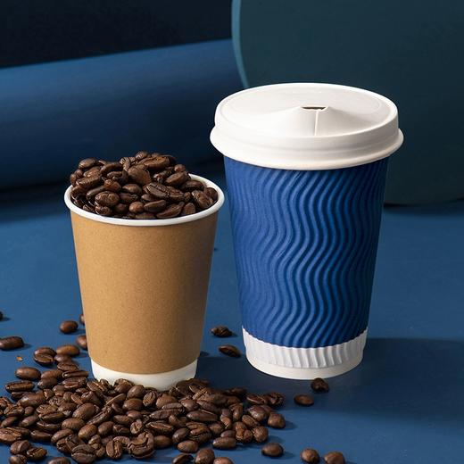 喇叭花咖啡杯双层纸杯一次性咖啡杯奶茶纸杯外卖打包带盖热饮直饮凸嘴盖 商品图4