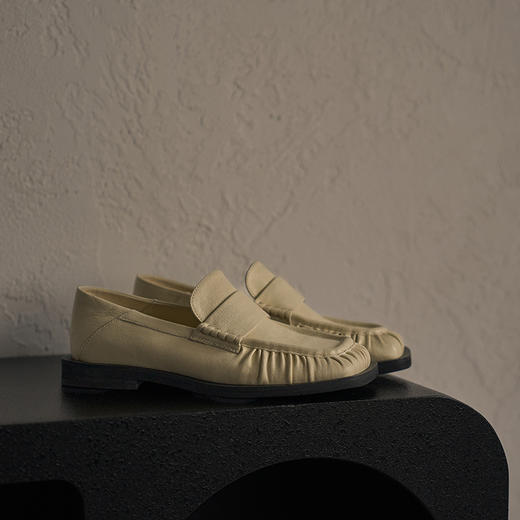 faytobe皱皱乐福鞋 手风琴形柔软植鞣羊皮 方头一脚蹬春夏单鞋 商品图3