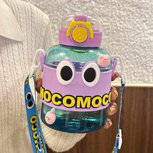 【一起  "快乐 "哈水！大眼萌趣饮用杯】健康安全材质，高颜值可背可拎，780ML大容量，多重锁水密封不漏，大容量顿顿大肚杯，儿童萌趣吸管杯L 商品图8