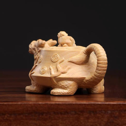 龙龟把把壶°黄杨木摆件 商品图3