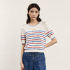 谜底条纹针织衫短袖女2024夏季新品文艺风圆领套头上衣242MZ0888 商品缩略图0