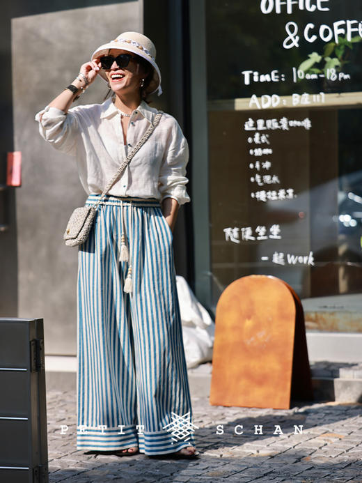 PETIT SCHAN小闪 CLO#516 gardenia 栀子花 纯亚麻镂空提花法式度假感衬衫 商品图2