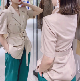 S2M1臣禾短袖系腰带西装K222012357