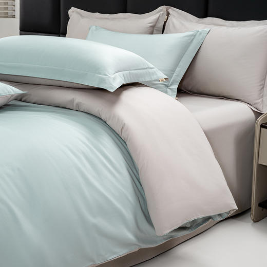 【维科家纺】60S天雪长绒棉A类抑菌四件套-撞色款（蓝灰） 商品图2