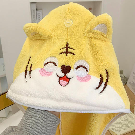 「虎虎生威！敲可爱干发帽」可爱洗头干发帽女吸水毛巾居家日用浴帽加厚擦头发包头巾 商品图1