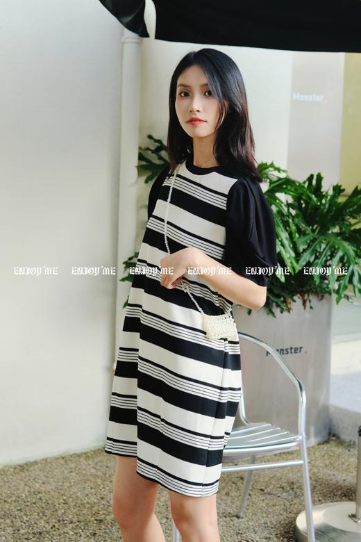 【门店同款】ENJOY夏季珍珠包撞色条纹连衣裙 157993231 商品图1