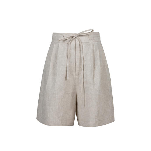 HeyDress亚麻短裤女夏季高腰系带宽松阔腿休闲裤通勤百搭直筒裤子 商品图4