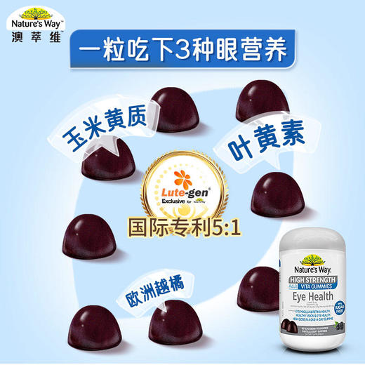 澳洲 Natures Way 佳思敏叶黄素蓝莓护眼软糖60粒（成人版）【香港直邮】 商品图3