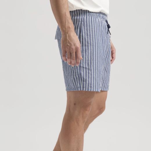 DSTREZZED 男士夏日速干泡泡纱条纹休闲慢跑短裤 薄款宽松时尚 商品图2