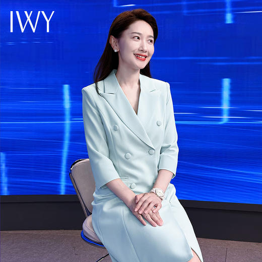 IWY/蓝色西装连衣裙高级播音主持人气质上镜演讲比赛教师录课正装Q14253 商品图1