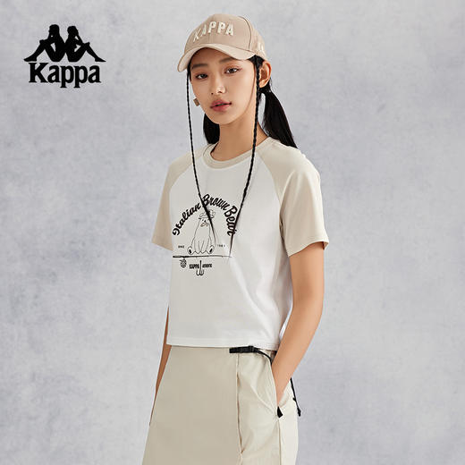 kappa卡帕背靠背运动短袖女t恤夏2024新款纯棉修身跑步上衣女款潮K0E62TD61 商品图2