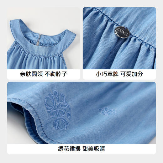 安奈儿女童天丝薄款牛仔无袖连衣裙	ag423812 商品图5