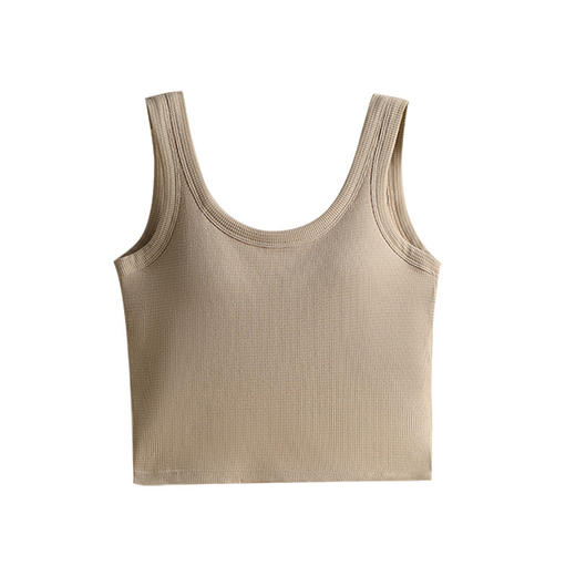 【带胸垫】华夫格美背带胸垫一体式运动瑜伽露脐文胸时尚小背心  JX 000 99112 商品图3