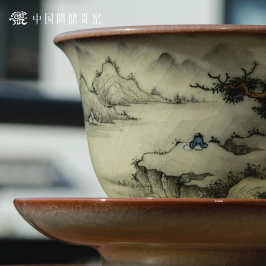 问鼎哥窑精工款惠德盖碗（山水悠悠） 商品图2