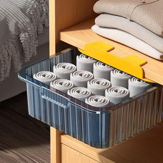 内衣收纳盒抽屉式内裤袜子文胸整理盒家用衣柜透明分格带盖储物箱 商品图9