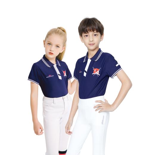 儿童马术t恤马术服装儿童夏短袖polo衫骑马服儿童马术上衣 商品图2