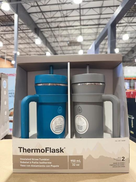 Thermoflask 不锈钢保冷吸管杯带手柄款950ml两只装 可车载  美国代购，无中文标签，介意慎拍! H 商品图4