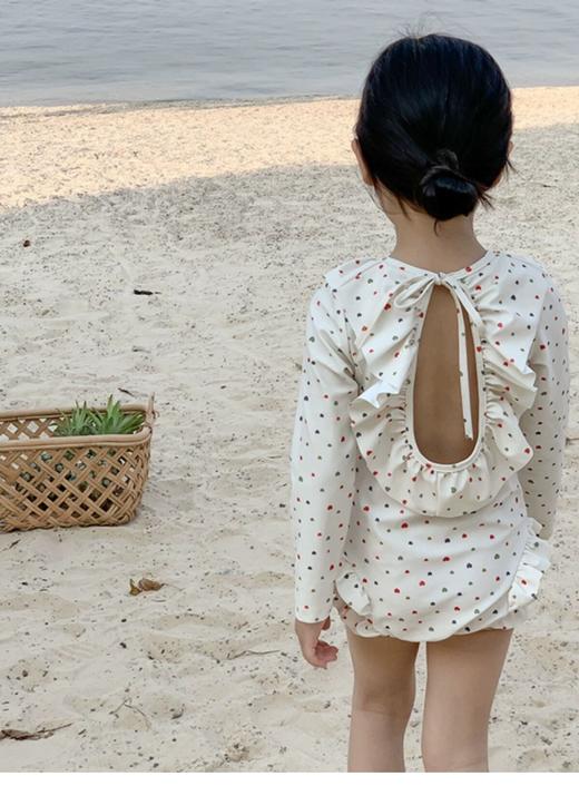 【女孩公主款泳衣，露背设计，长袖防晒】泳衣女孩 公主露背 防晒长袖连体泳衣 女童度假洋气甜美游泳装韩范-QQ 商品图3