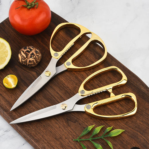「9.9元包邮！多功能厨房剪」不锈钢剪刀厨房家用多功能鸡骨剪食物烤肉剪子金银色喜庆剪用品 商品图3