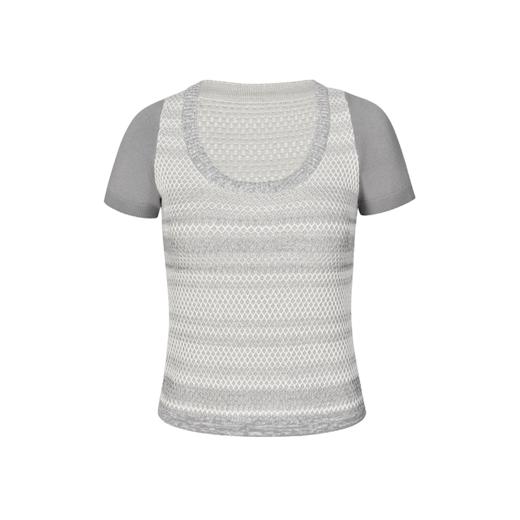 NUTH撞色条纹针织t恤修身显瘦正肩短袖女 商品图6