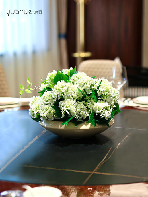 酒店高端餐桌花摆花圆桌转盘中间仿真花摆件餐厅包厢茶室装饰 商品图5