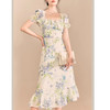 裁缝学苑AS255法式连衣裙长款短袖碎花度假风印花复古长裙夏 商品缩略图2