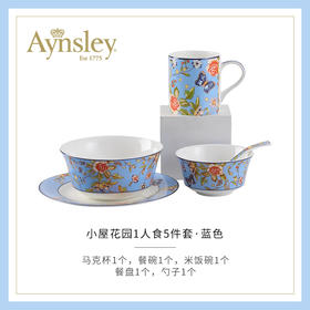 【样品特惠6折无原包装，仅1套，无货退款】英国Aynsley安斯丽小屋花园骨瓷家用饭碗面碗一人食碗盘餐具套装
