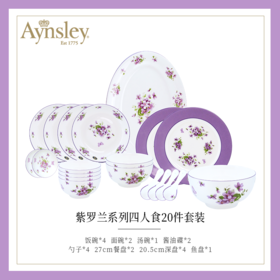 【清仓特惠4折，仅1套，无货退款】英国Aynsley安斯丽紫罗兰系列骨瓷餐具套装家用轻奢碗碟碗盘子