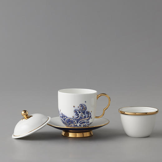 永丰源 先生瓷海上明珠四件套陶瓷茶杯套装茶水分离办公杯主人杯 商品图1