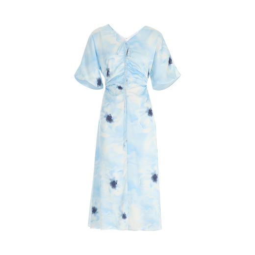 VIMAGE纬漫纪夏季新款时尚V领挂脖修身显瘦印花连衣裙V2107750 商品图6