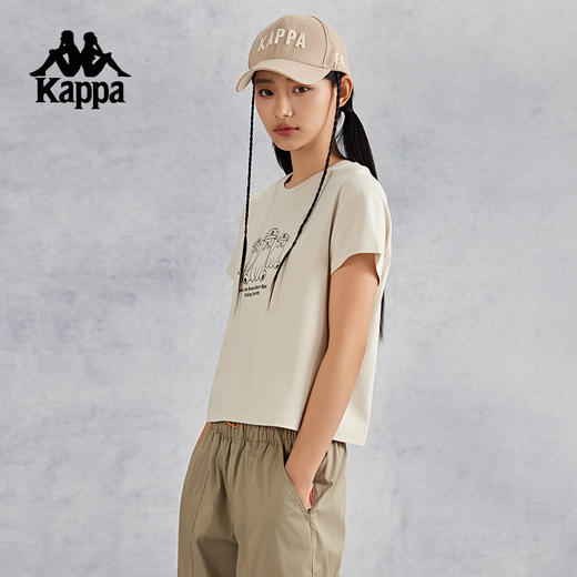 kappa卡帕背靠背运动短袖女t恤夏2024新款纯棉修身跑步上衣半袖潮K0E62TD63 商品图2