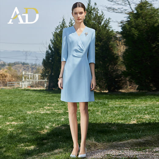 AD高级感职业连衣裙女士通勤OL西装裙夏季七分袖工作服上镜面试装 商品图0