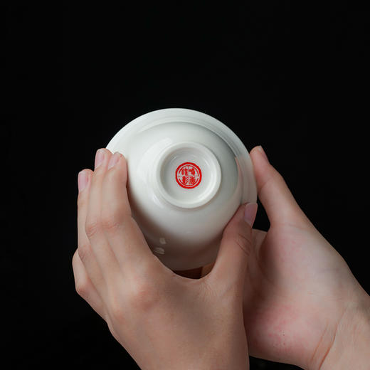暗香疏影 悬停盖碗白瓷盖碗可悬停泡茶碗陶瓷功夫茶具二才 商品图6