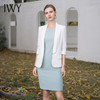 IWY/高端职业装两件套女总裁范西装套装白色西服内搭蓝连衣裙无袖C1989+Q1100 商品缩略图2