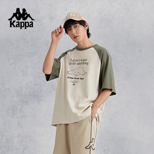 kappa卡帕背靠背短袖t恤男款2024新款插肩袖夏季复古纯棉运动上衣K0E52TD64 商品图2
