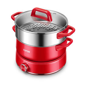 苏泊尔（SUPOR）多功能锅家用3L电火锅电煮锅便携电蒸锅电炒锅分体式设计1300W大功率上蒸下煮火锅专用锅H22YKX55A