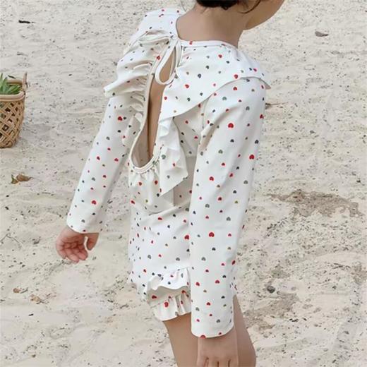 【女孩公主款泳衣，露背设计，长袖防晒】泳衣女孩 公主露背 防晒长袖连体泳衣 女童度假洋气甜美游泳装韩范-QQ 商品图0