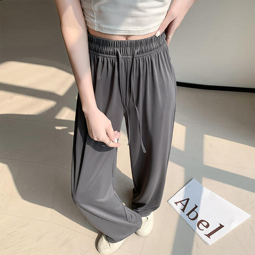 【“美炸”你的小众单品美颜裤】粉色防晒裤女夏季薄款高腰垂感宽松直筒休闲阔腿裤凉凉冰丝运动裤，轻松无束缚，感舒适的穿着体验。ry 商品图6