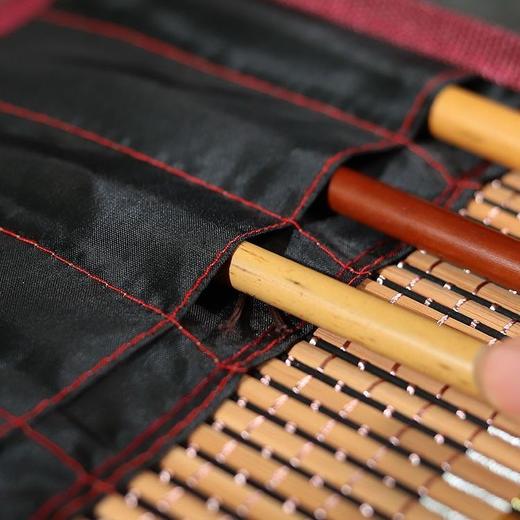 毛笔笔帘书法专用大中小号便携古风竹制收纳保护毛笔卷笔文房四宝 商品图5