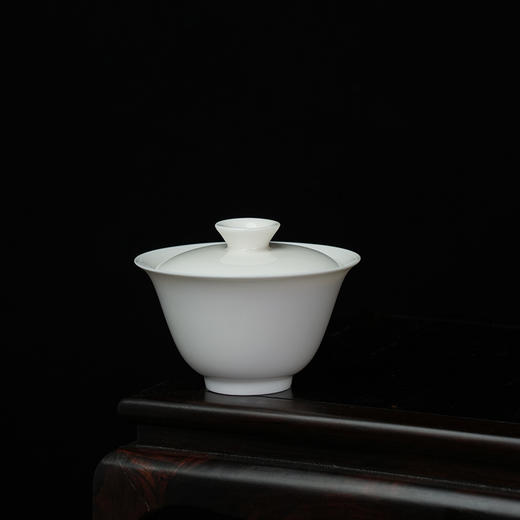 暗香疏影 悬停盖碗白瓷盖碗可悬停泡茶碗陶瓷功夫茶具二才 商品图2