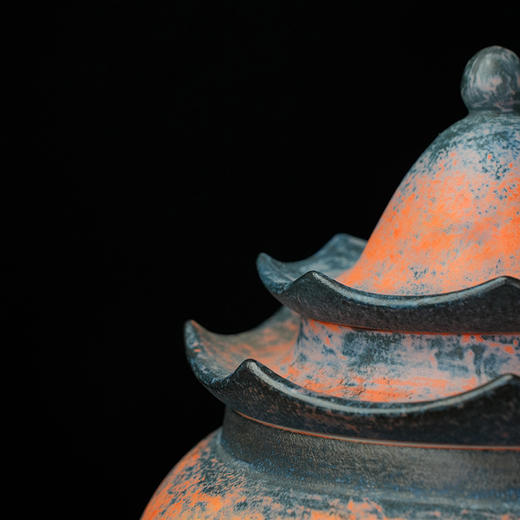 台湾陶艺大家 陈庆 高款聚宝罐翘脊财神招财大摆件家用办公室风水罐客厅店铺大容量储存罐 商品图9