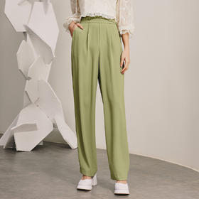 百搭通勤风阔腿裤西装裤碧湖绿宽腰直筒长裤MC88PA043G30
