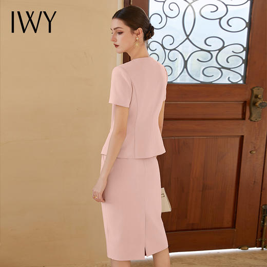 IWY/套装夏季粉色短袖西装两件套裙御姐范正式场合职业装ol工作服CS1999 商品图3