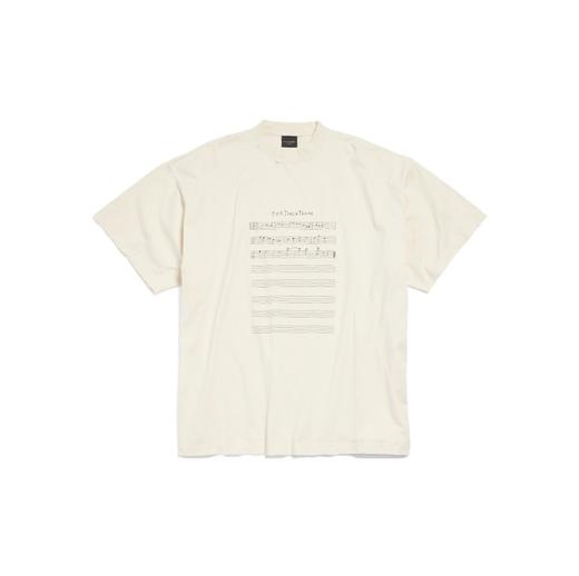 清仓秒杀不退换7.16纯元级！联名艺术家乐谱破洞印花短袖T恤 商品图0