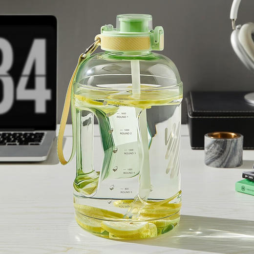 苏泊尔（SUPOR)水杯1.6L大容量吨桶吨健身运动男女吸管大肚顿顿桶杯子夏季水壶清透绿 KCP16LB20 商品图3