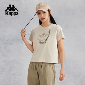 kappa卡帕背靠背运动短袖女t恤夏2024新款纯棉修身跑步上衣半袖潮K0E62TD63