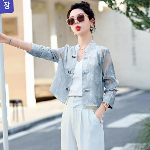 新中式国风短款防晒衣外套，时尚气质小香风薄款上衣HR-MYL5103 商品图0